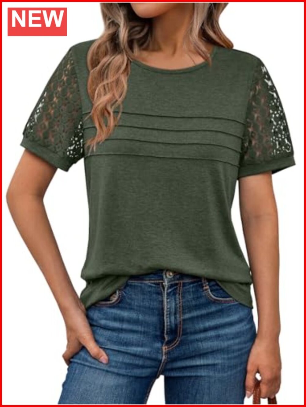 Women's Dressy Lace Short Sleeve T-Shirt Blouse Business Casual Top - Picture 1 of 6